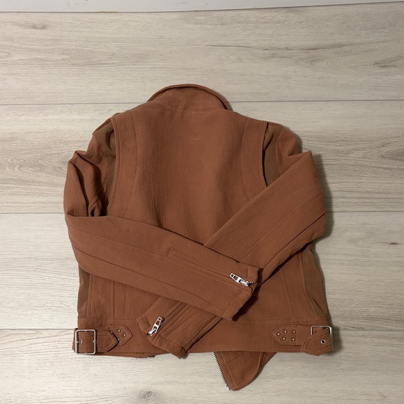 Blank NYC Cropped Brown Leather Moto Jacket - Picture 2 of 2